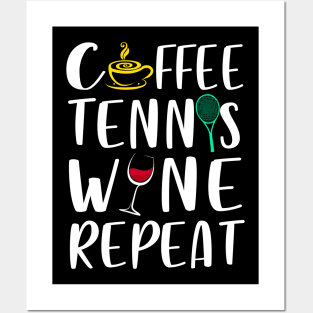 Tennis Player Coach Coffee Wine Lover Funny T-Shirt Posters and Art